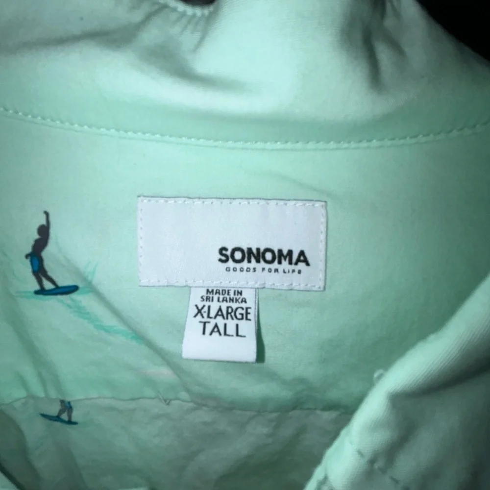 Sonoma Light Green Surf Print Shirt